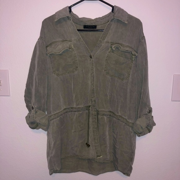 Women’s green/gray button-up blouse - Picture 1 of 1
